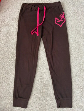 Browning Brown Thermal Jogger Pants with Pink Drawstring and Logo